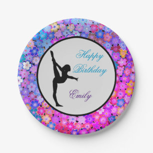 Assiettes En Carton Gymnastique Joyeux anniversaire Personnalisé