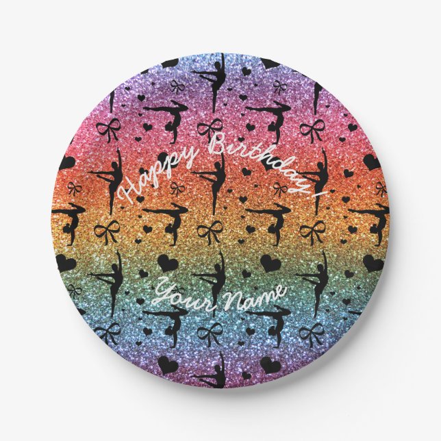 Assiettes En Carton Gymnastique lumineuse de parties scintillantes (Devant)