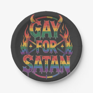 Assiettes En Carton Hail Gay Satan Rainbow Baphomet Devil Goat LGBTQ