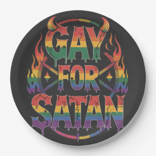 Assiettes En Carton Hail Gay Satan Rainbow Baphomet Devil Goat LGBTQ