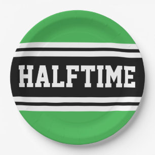 Assiettes En Carton HALFTIME Bold Bright Green Black Racing Stripes