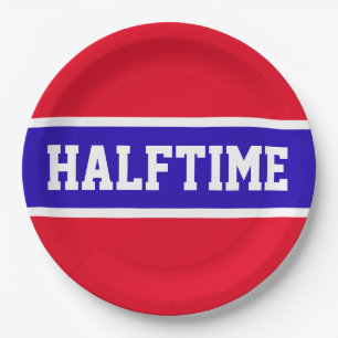 Assiettes En Carton HALFTIME Sportatif Rouge Blanc Rouge Bleu Marine