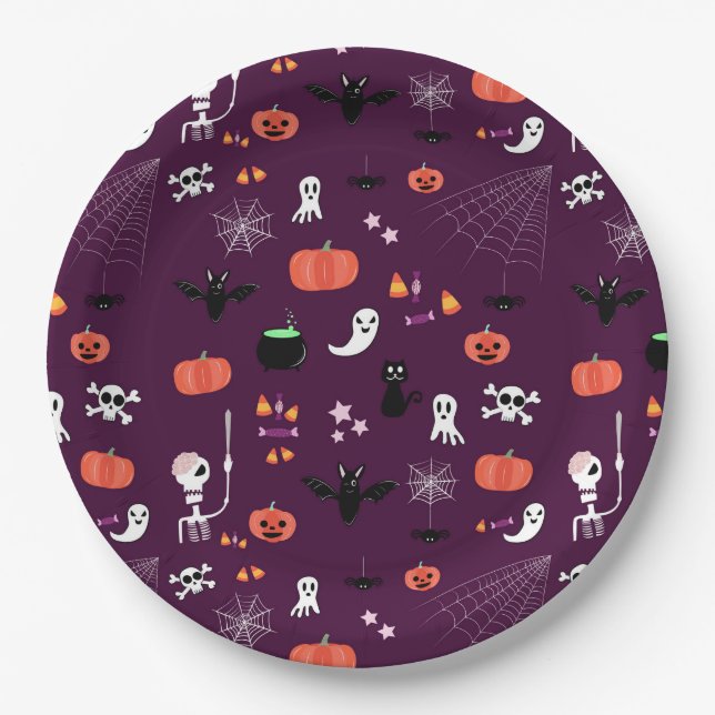 Assiettes En Carton Halloween (Devant)