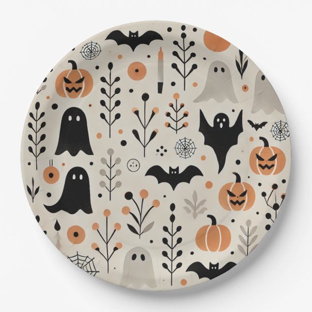 Assiettes En Carton Halloween (Devant)