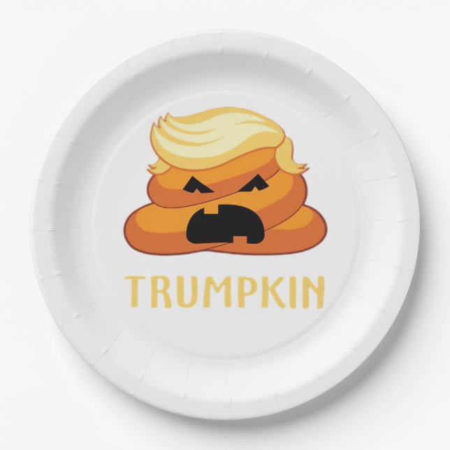 Assiettes En Carton Halloween amusant pour Trumpkin Poop (Devant)
