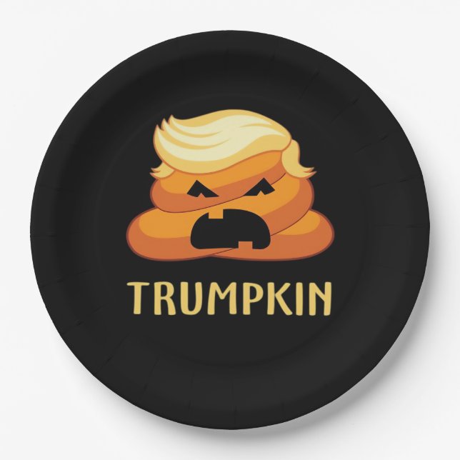 Assiettes En Carton Halloween amusant pour Trumpkin Poop (Devant)