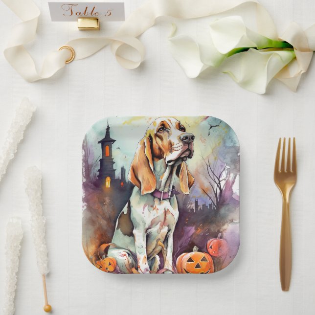 Assiettes En Carton Halloween Basset Hound Avec Crainte Citrouille (Mariage)