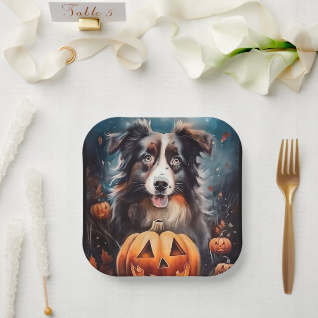 Assiettes En Carton Halloween Berger Australien Avec La Peur Citrouill