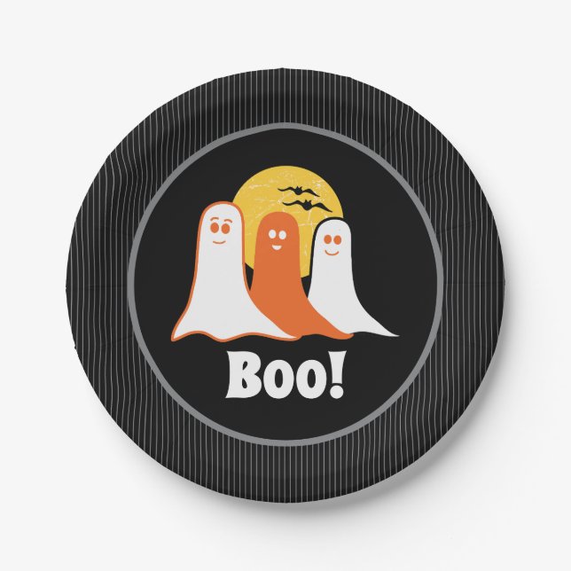Assiettes En Carton Halloween Boo Fantômes, enfants, famille (Devant)