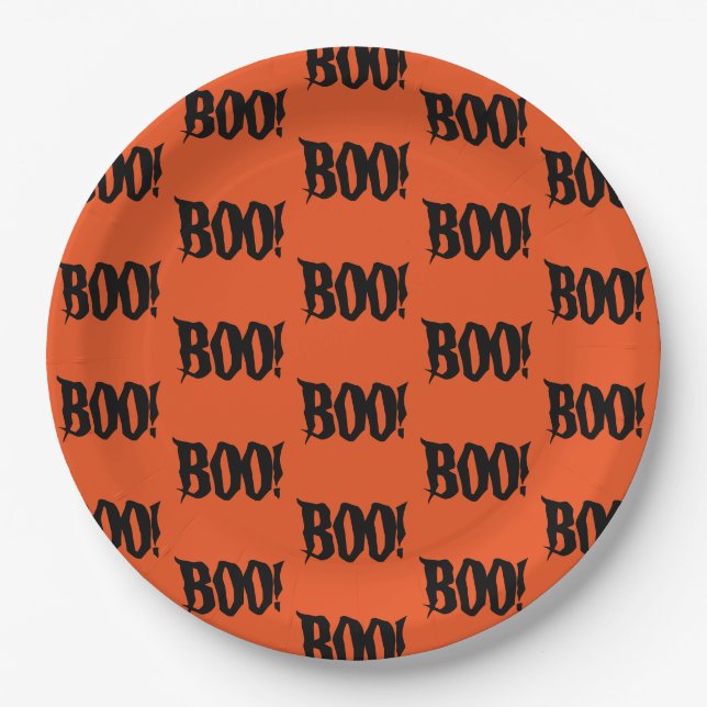 Assiettes En Carton Halloween BOO ! Plaque papier (Devant)