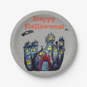 Assiettes En Carton Halloween Castle Happy Halloween Plaques de papier