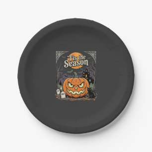Assiettes En Carton Halloween C'est la Saison Design de Chat Citrouill