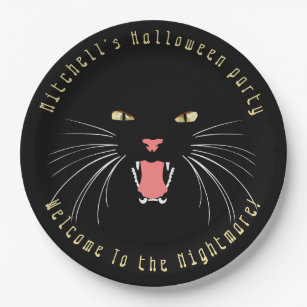 Assiettes En Carton Halloween Chat noir baiser amusant Slogan plaque d