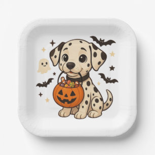 Assiettes En Carton Halloween Chien Dalmatien Trick ou traitement