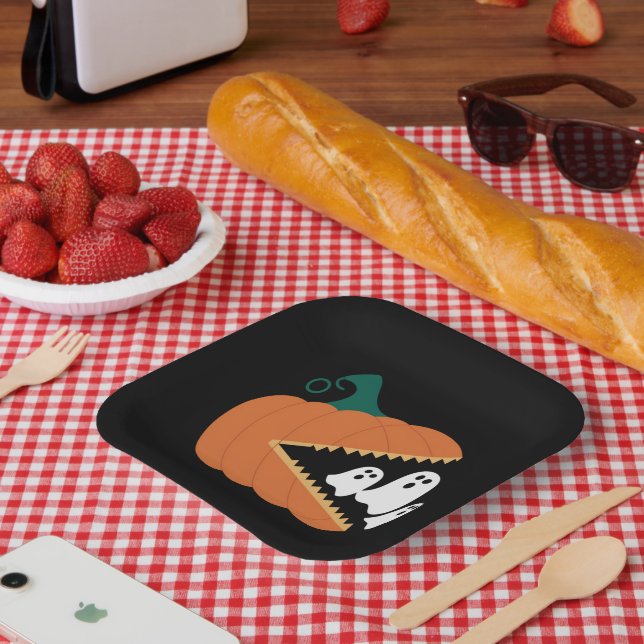 Assiettes En Carton Halloween Citrouille Funny Fantômes Garçons Enfant (Pique-nique)