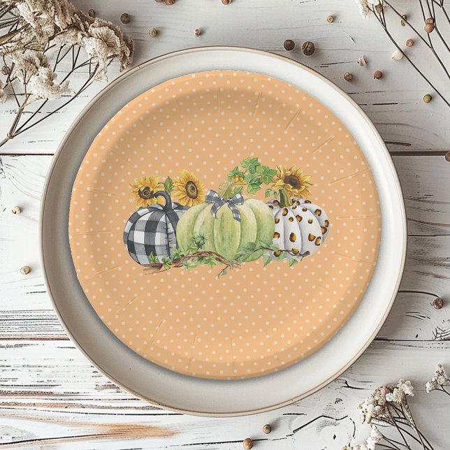 Assiettes En Carton Halloween Citrouille Tournesol Thanksgiving Plaid (Créateur téléchargé)