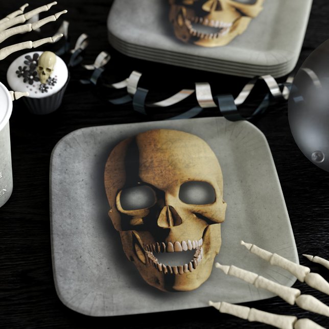Assiettes En Carton Halloween crâne éffrayant (Nothing spooky to see here. Just a skull paper plate for your Halloween party)
