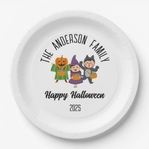 Assiettes En Carton Halloween Cute Trick ou Treat Nom personnalisé
