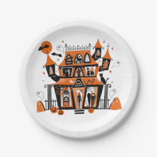 Assiettes En Carton Halloween de la maison hantée