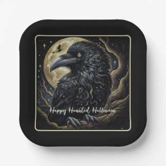 Assiettes En Carton Halloween d'oiseaux noirs
