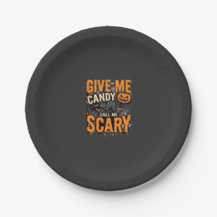 Assiettes En Carton Halloween Donnez-moi des bonbons Chat effrayant