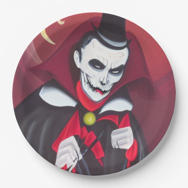 Assiettes En Carton Halloween Dracula (Devant)