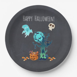 Assiettes En Carton Halloween Éffrayant Déplaisant Fantômes chauves-so