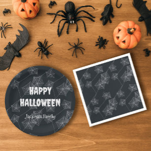 Assiettes En Carton Halloween Éffrayant noir personnalisable