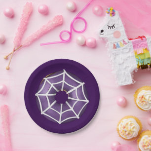 Assiettes En Carton Halloween Éffrayant violet beignets Web Party