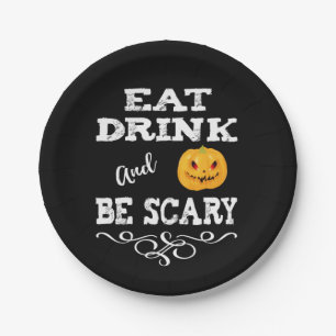 Assiettes En Carton Halloween fête manger Boire et être effrayant visa
