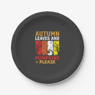 Assiettes En Carton Halloween Feuilles d'Automne et Citrouilles Design