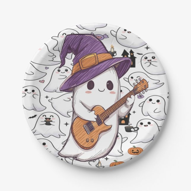 Assiettes En Carton Halloween Ghost Fun Éffrayant (Devant)