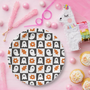 Assiettes En Carton Halloween Ghosts rétro Cute Pastel Ghost Kids