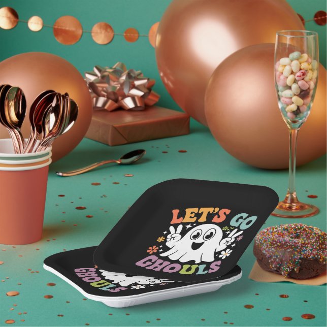 Assiettes En Carton Halloween Go Ghouls Ghost Retro Costume (Multi)