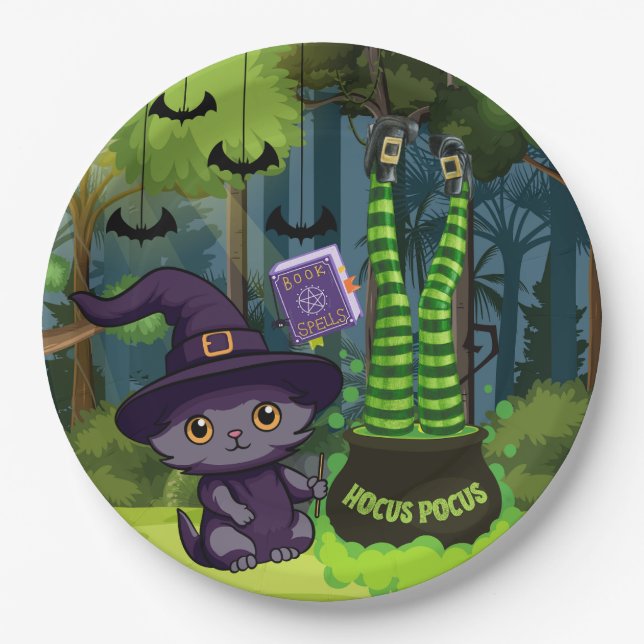 Assiettes En Carton Halloween Hocus Pocus (Devant)