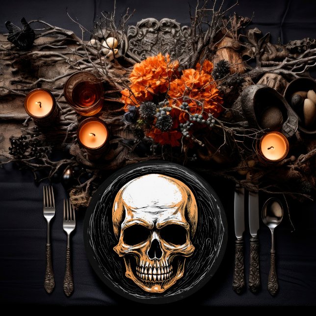 Assiettes En Carton Halloween illustrée par Skullington (Créateur téléchargé)