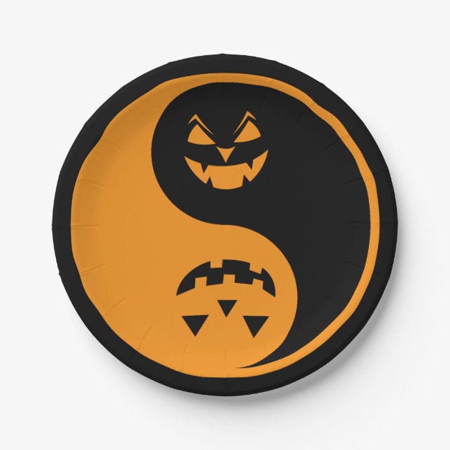 Assiettes En Carton Halloween Jack o-lanterne Yin Yang (Devant)