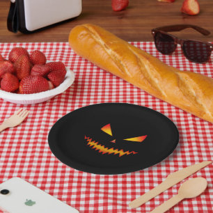 Assiettes En Carton Halloween Jack O'Lantern visage cool effrayant mal