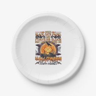 Assiettes En Carton Halloween Joyeuse Pêche Chats Noirs Citrouilles Co