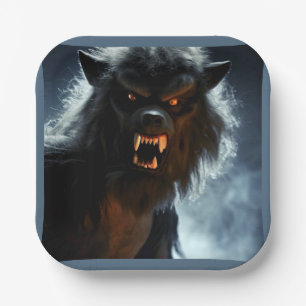 Assiettes En Carton Halloween - Loup-garou 1