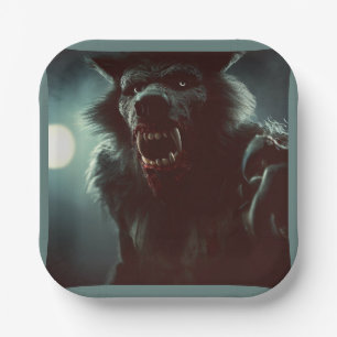Assiettes En Carton Halloween - Loup-garou 2