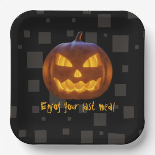 Assiettes En Carton Halloween Malin Citrouille Dernier Repas Orange Bl