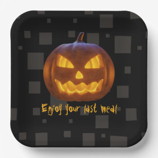 Assiettes En Carton Halloween Malin Citrouille Dernier Repas Orange Bl