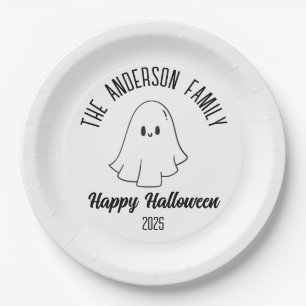 Assiettes En Carton Halloween mignon fantôme Nom personnalisé Année