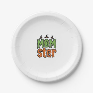 Assiettes En Carton Halloween Momster Vintage Mom Conception de T-Shir
