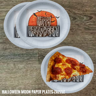 Assiettes En Carton Halloween Moon-PG