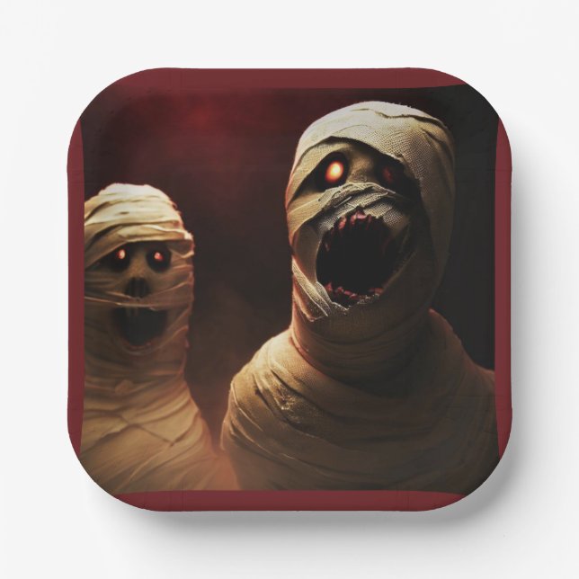 Assiettes En Carton Halloween - Mummies 3 (Recto)