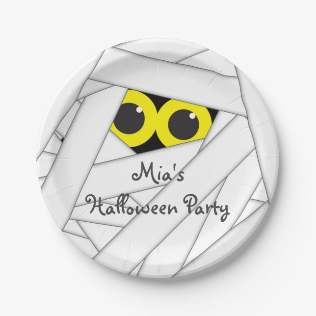 Assiettes En Carton Halloween Mummy Costume fête mignonne Plaques pour (Devant)