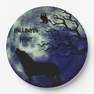 Assiettes En Carton Halloween Night Fullmoon 2 Plaque en papier