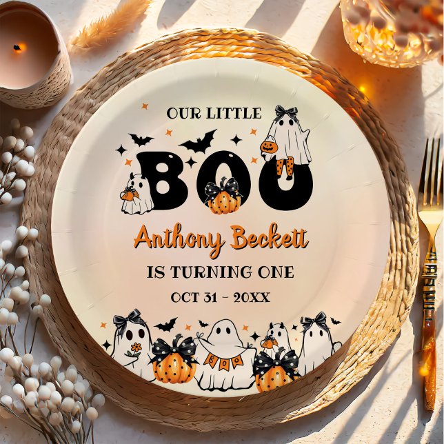 Assiettes En Carton Halloween Notre Petit Boo 1ère fête d'anniversaire (Créateur téléchargé)